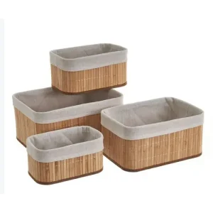 Cesta Rectangular Bambú Lino