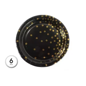 Platos Cartón Feliz Cumple Gold 23cm