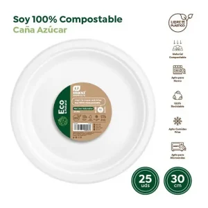Platos Llano Redondo Compostable Off White 30cm