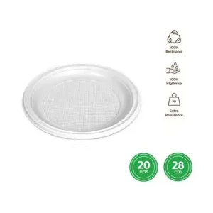 Platos Llano Redondo Pizza Reutilizable Blanco Ø28CM
