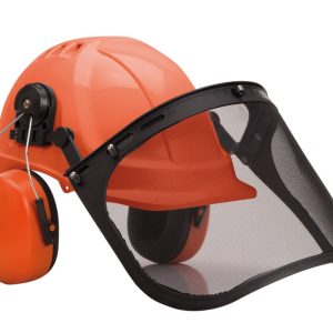 CONJUNTO CASCO FORESTAL PORTWEST PW98 (PANTALLA REJILLA+PROTECTOR AUDITIVO)